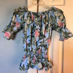 No. 72 floral/leaf scrunch top one size/size unknown